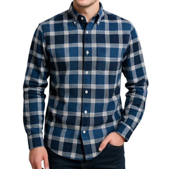 American Eagle Men's Classic Fit Blue Plaid Button Down Shirt Size XS NWT - Picture 1 of 15